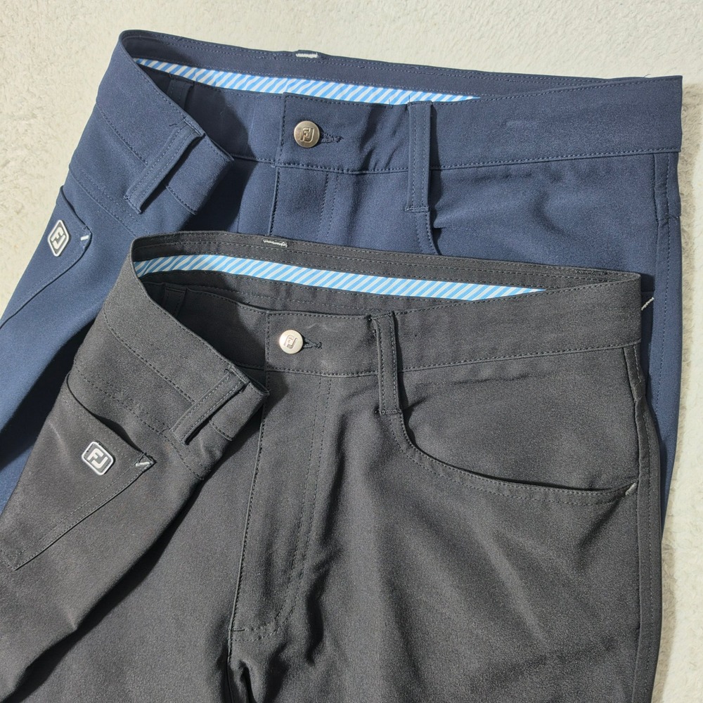 2 Pack lot! FootJoy Athletic Fit‎ Golf Pants Mens 34"/30" Navy Black Stretch